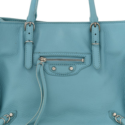 Balenciaga Supple Calfskin Papier Mini A4 Zip Around Tote Bleu Caraibes 9 of 12