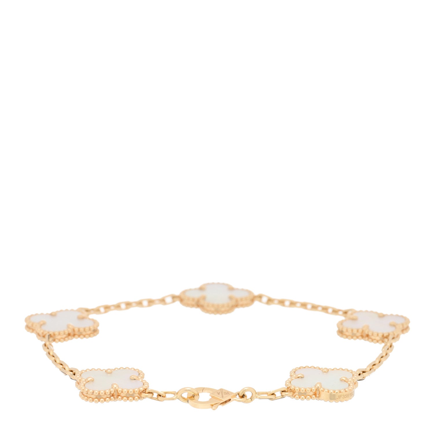 Van Cleef & Arpels 18K Yellow Gold Mother of Pearl 5 Motifs Vintage Alhambra Bracelet 2 of 4