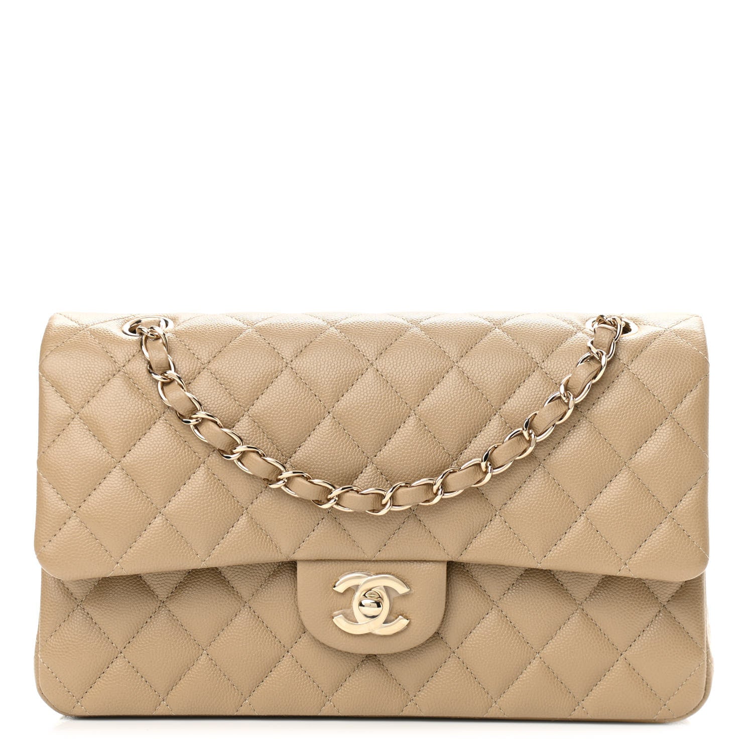 Chanel Caviar Quilted Medium Double Flap Dark Beige 1 of 12
