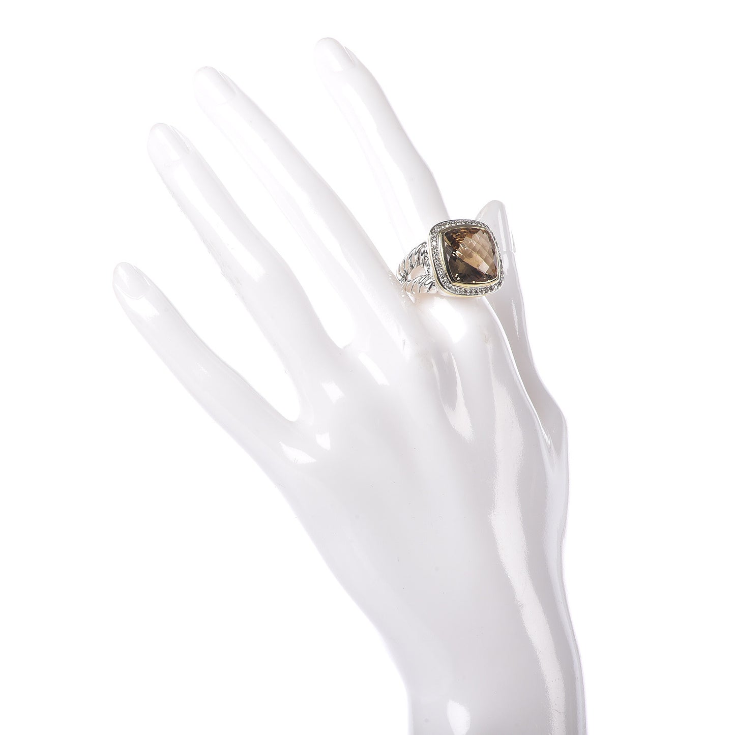 Sterling Silver 18K Yellow Gold Diamond Champagne Citrine 14mm Albion Ring 54 7