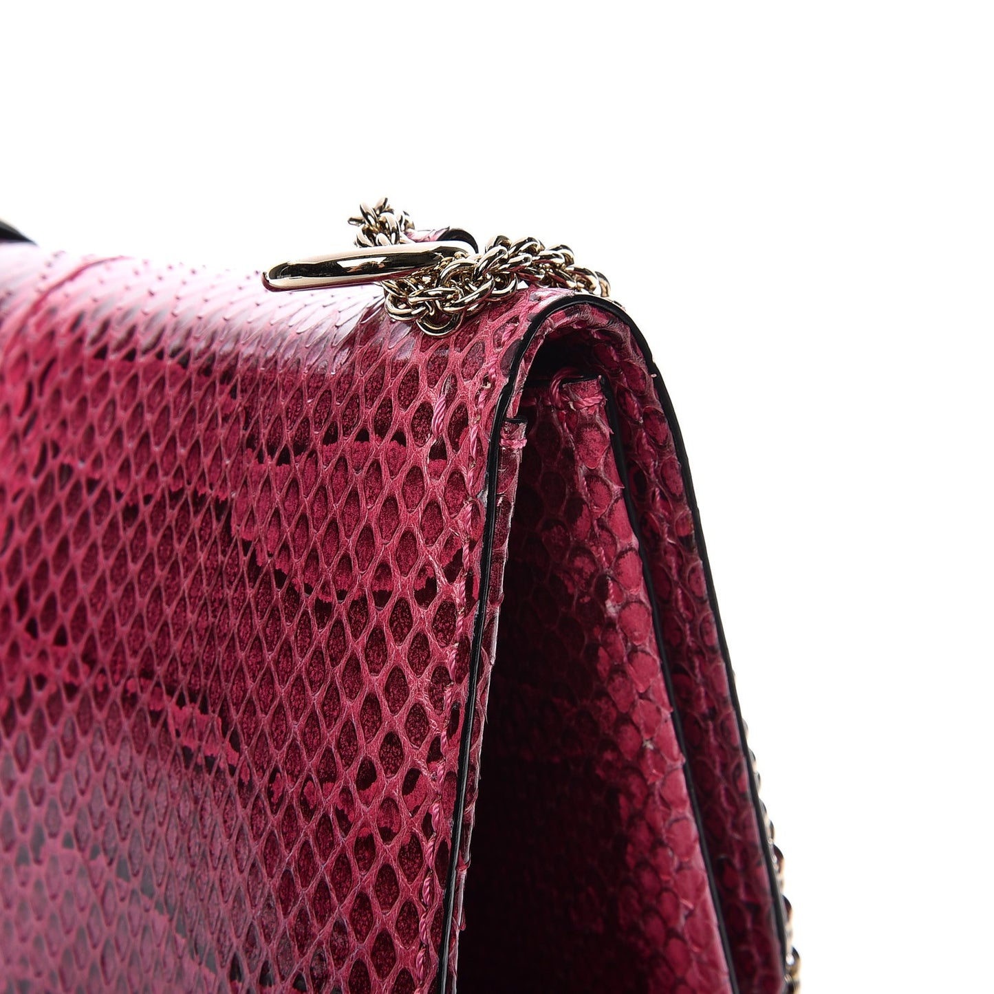 Python Large Glam Lock Rockstud Flap Pop Fuxia