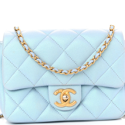Chanel Iridescent Caviar Quilted Mini My Perfect Flap Light Blue 8 of 10