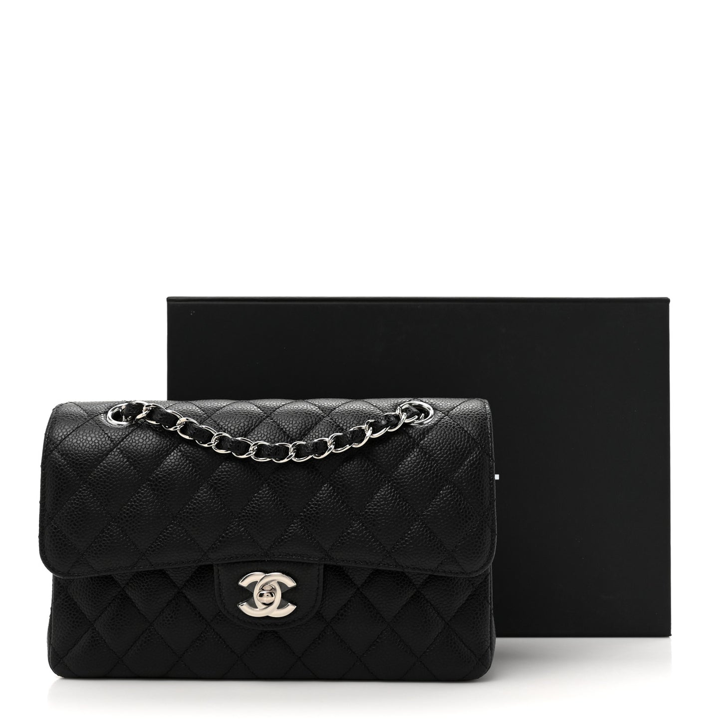 Caviar Quilted Small Double Flap Black