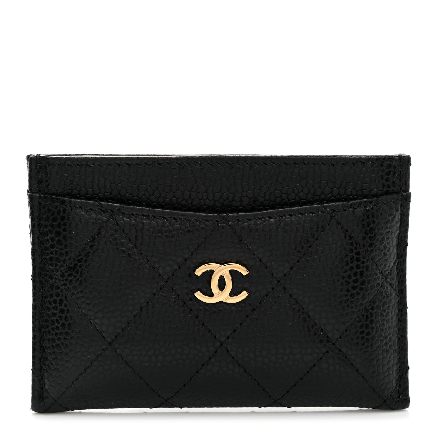 Caviar Quilted Card Holder Black