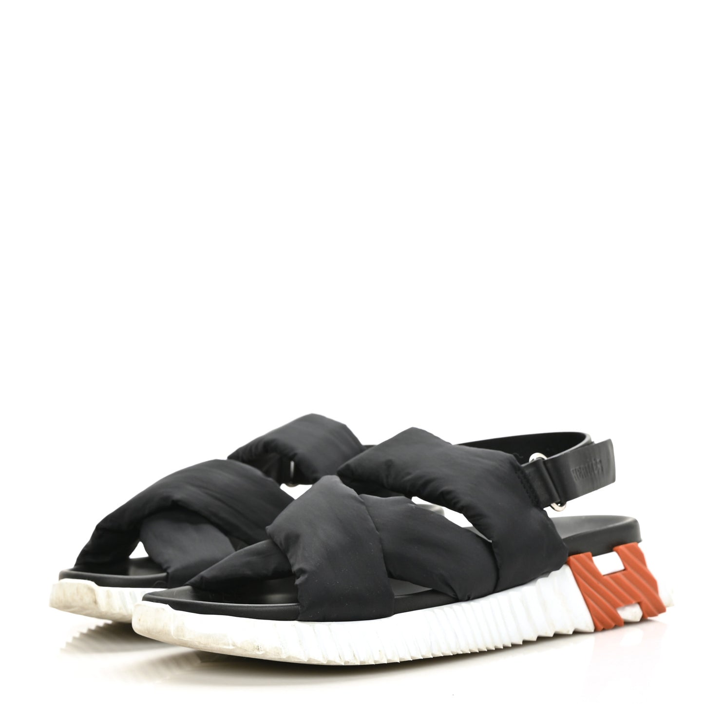 Parachute Fabric Calfskin Womens Electric Sandals 37.5 Black