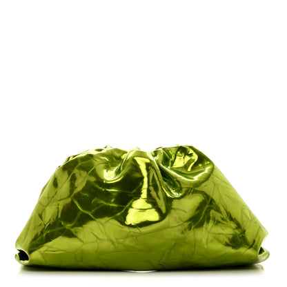 Bottega Veneta Metallic Crushed Calfskin Teen Pouch Chlorophyll 1 of 7