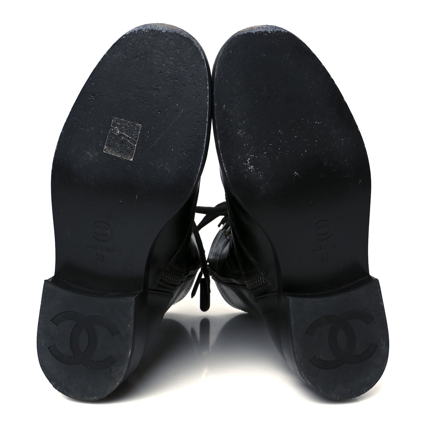 Calfskin Lace Up Combat Boots 38 Black