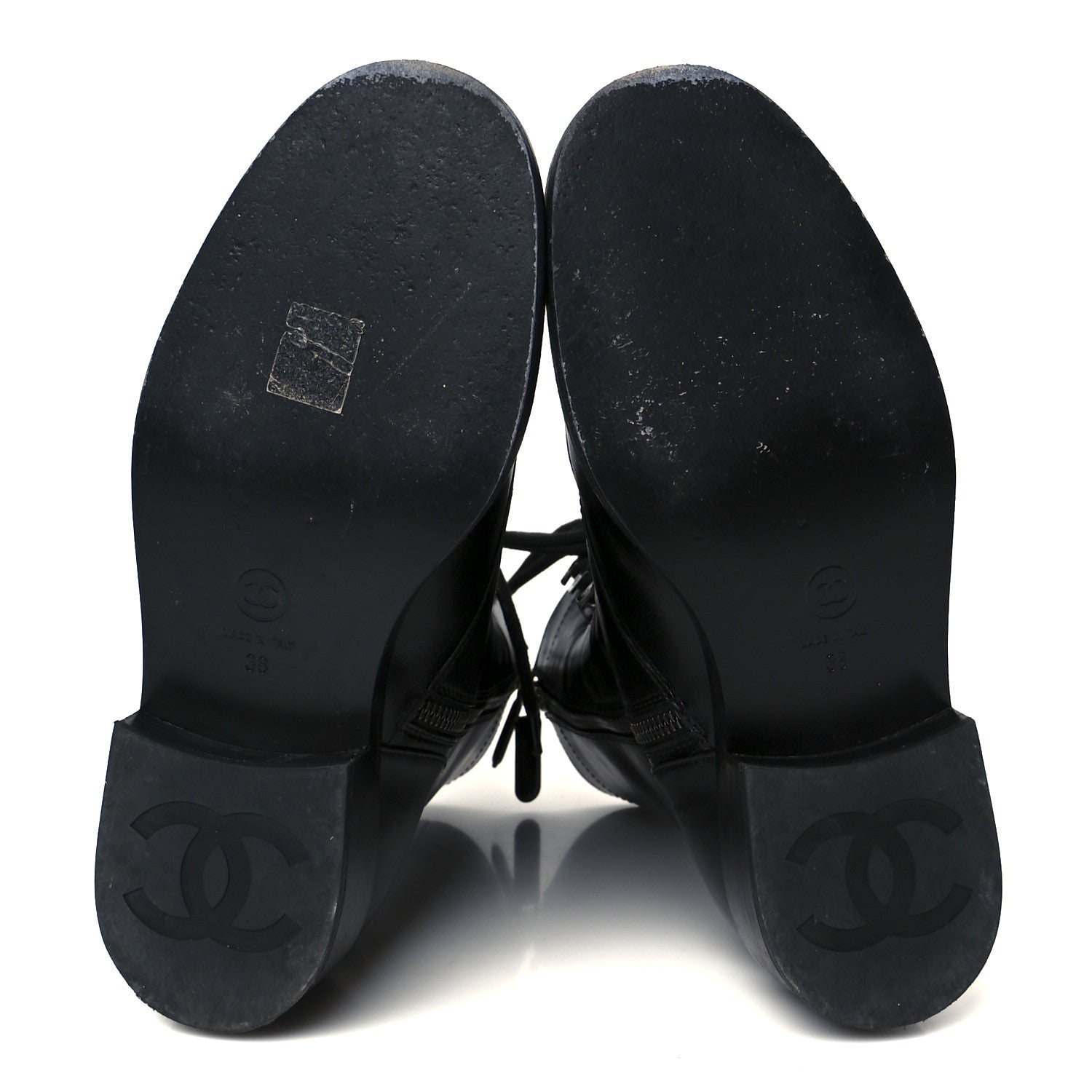 Chanel Calfskin Lace Up Combat Boots 38 Black 6 of 11