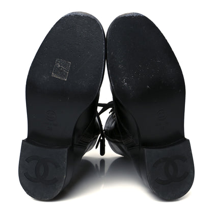 Chanel Calfskin Lace Up Combat Boots 38 Black 6 of 11