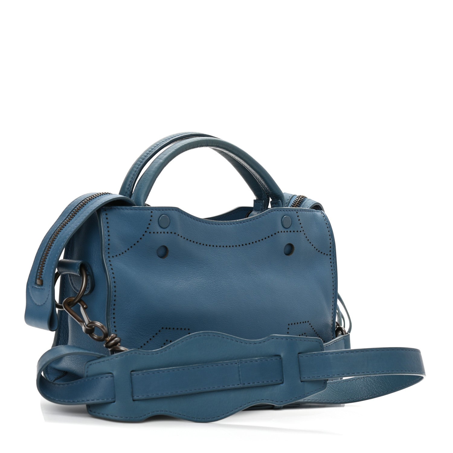 Balenciaga Veau Soyeux Perforated Blackout Hardware Mini City Bleu Canard 4 of 11
