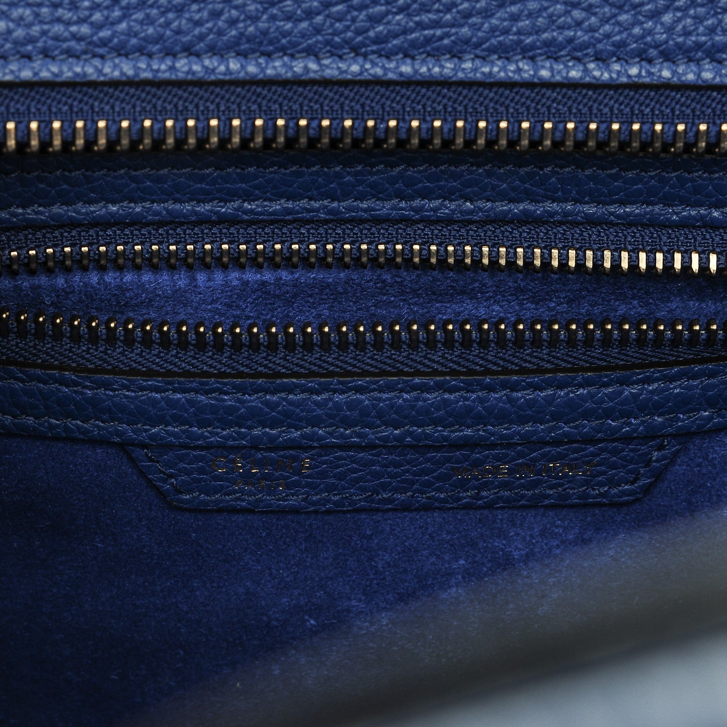 Celine Drummed Calfskin Micro Luggage Indigo 6 of 10