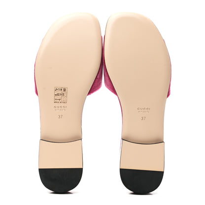 Gucci Velvet Crystal Square G Madelyn Slide Sandals 37 Light Raspberry Rose 5 of 9