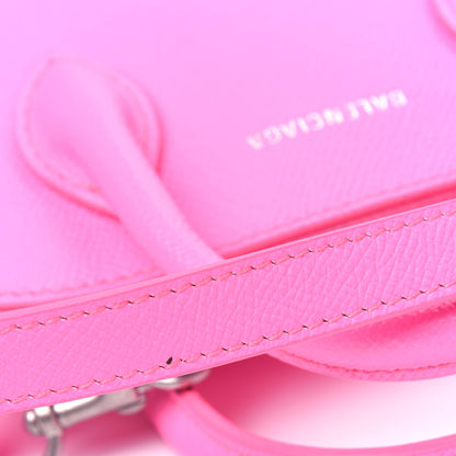 Balenciaga Signature Grained Calfskin Logo XXS Ville Top Handle Bag Acid Pink Black 12 of 12