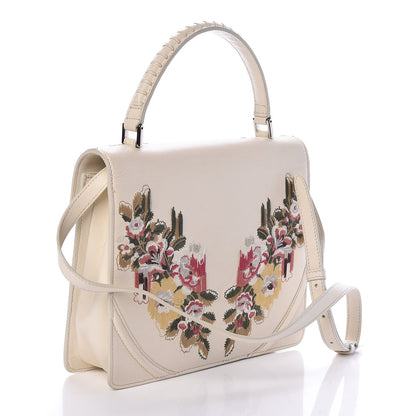 Alexander McQueen Calfskin Embroidered Flower Satchel Off White 3 of 11