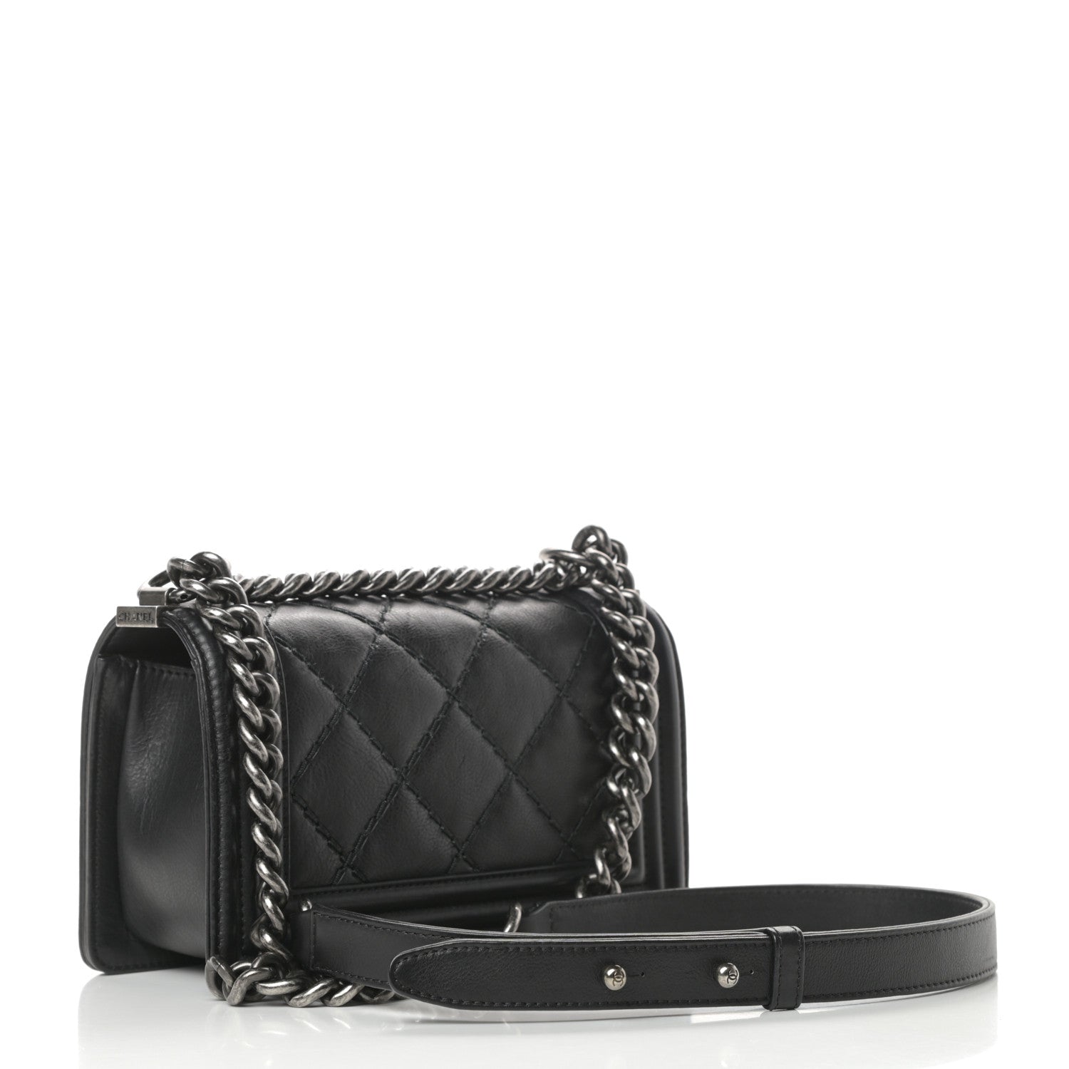 Chanel Calfskin Double Stitch Small Boy Flap Black 3 of 18