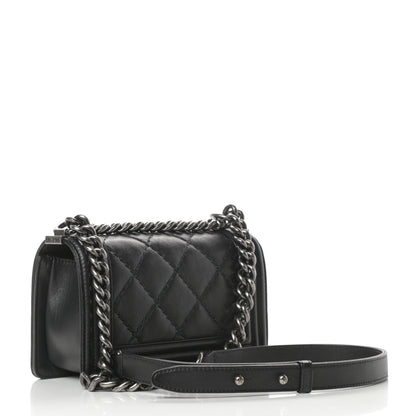Chanel Calfskin Double Stitch Small Boy Flap Black 3 of 18