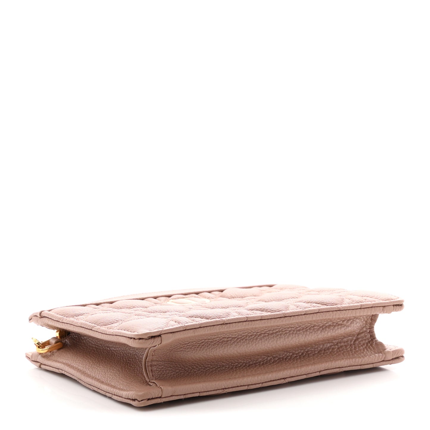 Calfskin Cannage Caro Zipped Pouch With Chain Rose Des Vents