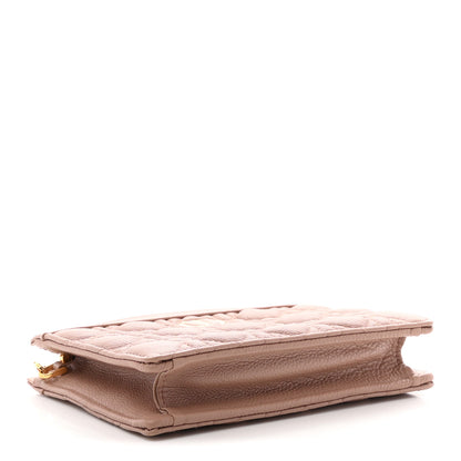 Christian Dior Calfskin Cannage Caro Zipped Pouch With Chain Rose Des Vents 4 of 11
