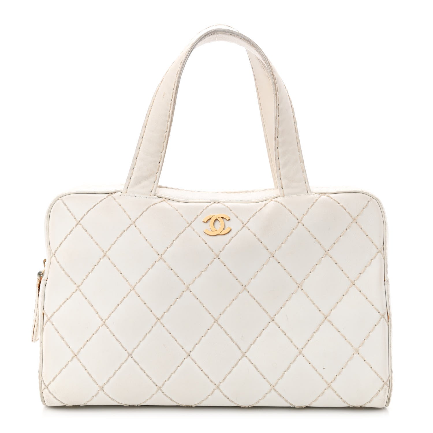 Chanel Calfskin Wild Stitch Top Handle Bag White 1 of 19