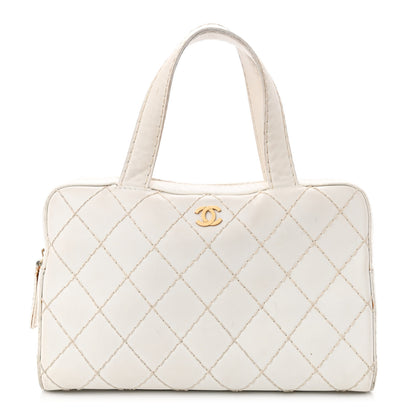 Chanel Calfskin Wild Stitch Top Handle Bag White 1 of 19