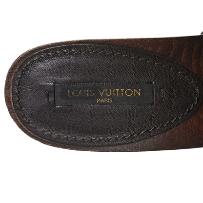Louis Vuitton Suede Wood Studded Platform Clogs Mules 36 Brown 7 of 7