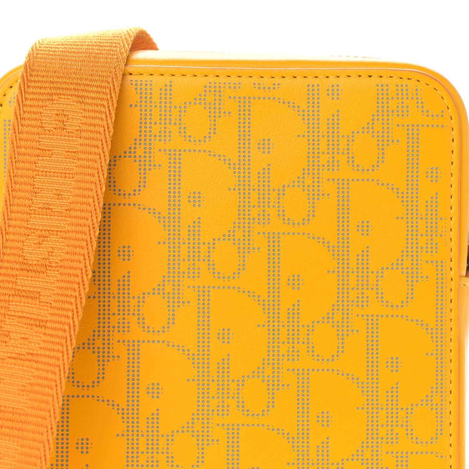 Christian Dior Calfskin Oblique Galaxy Perforated World Tour Messenger Pouch Yellow 8 of 10