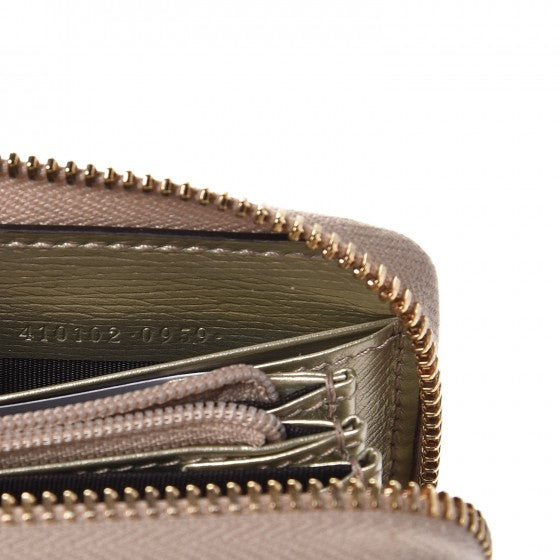 Metallic Shangai Calfskin Blooms Print Zip Around Wallet Gold Multicolor