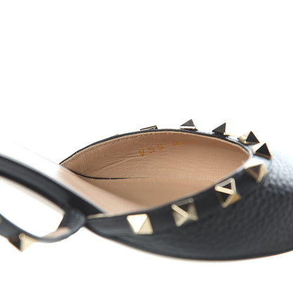 Valentino Garavani Pebbled Calfskin Rockstud Cross Strap 50mm Mules 37.5 Black 8 of 9