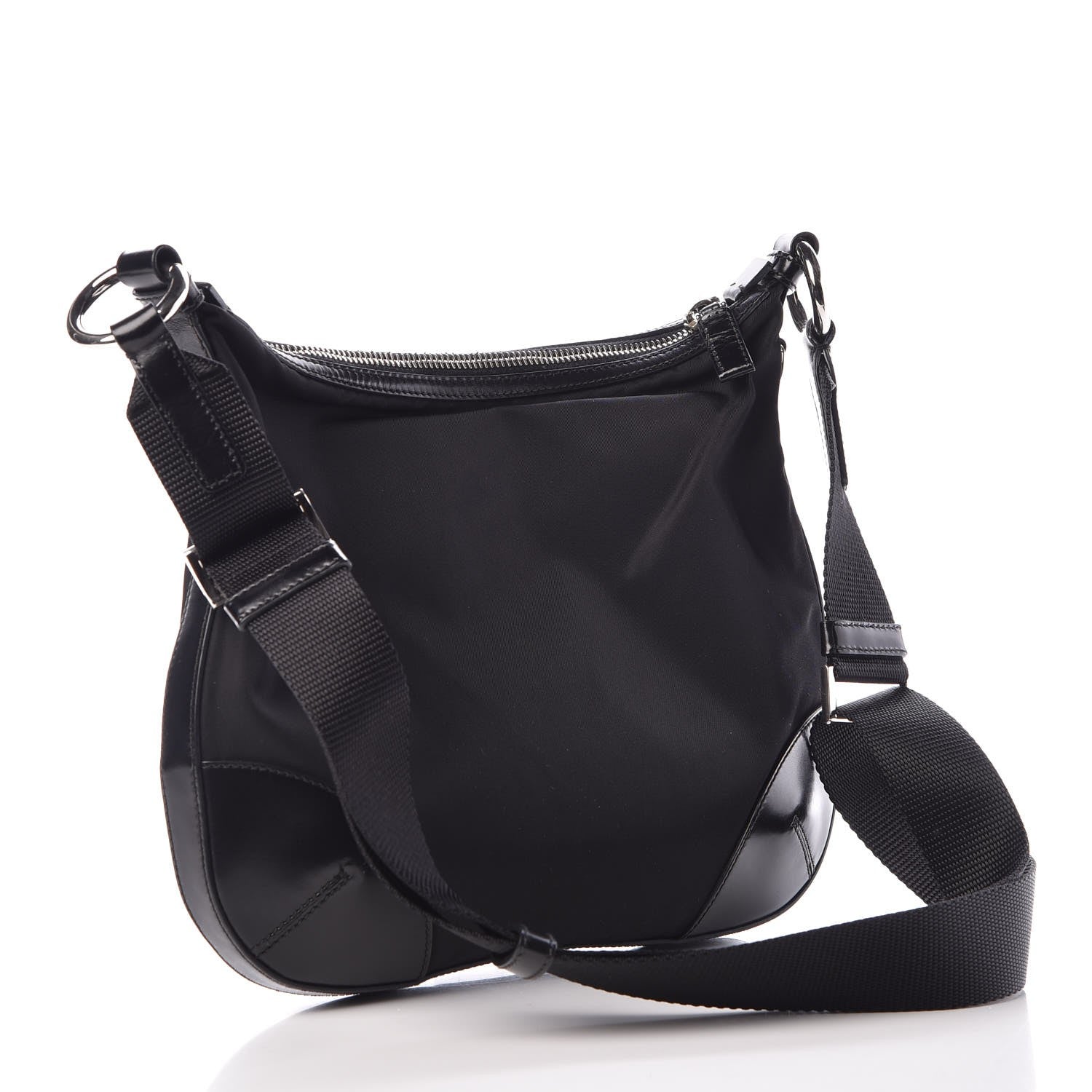 Prada Tessuto Nylon Calfskin Flat Messenger Bag Black 3 of 7
