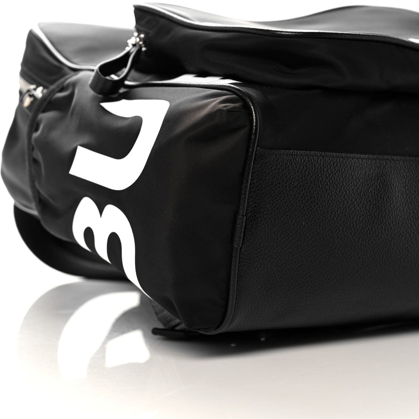 Nylon Logo Print Backpack Black