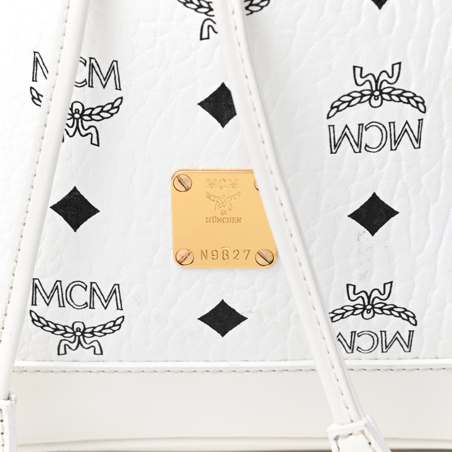 MCM Visetos Small Heritage Drawstring Bucket Bag White 10 of 12