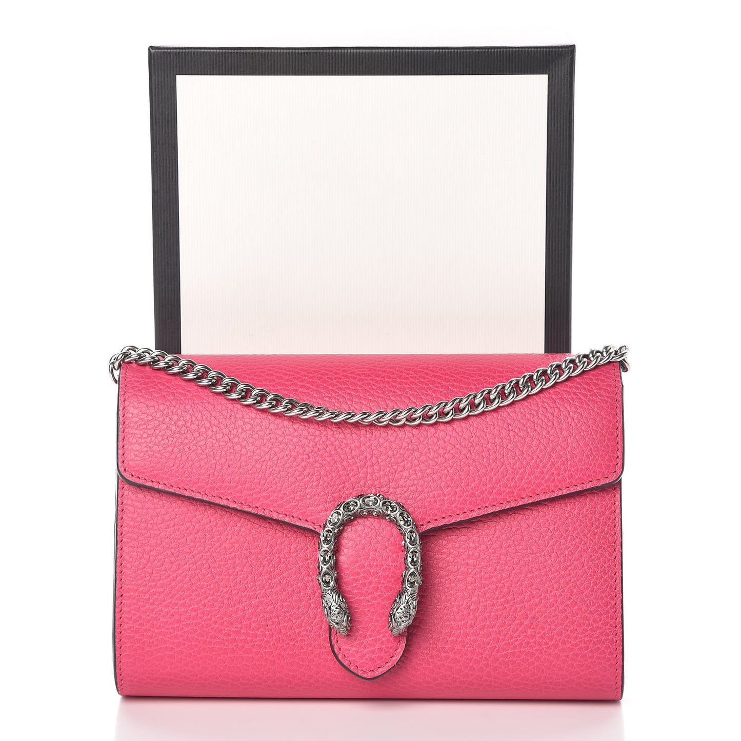 Dollar Calfskin Crystal Mini Dionysus Chain Wallet Box Pink