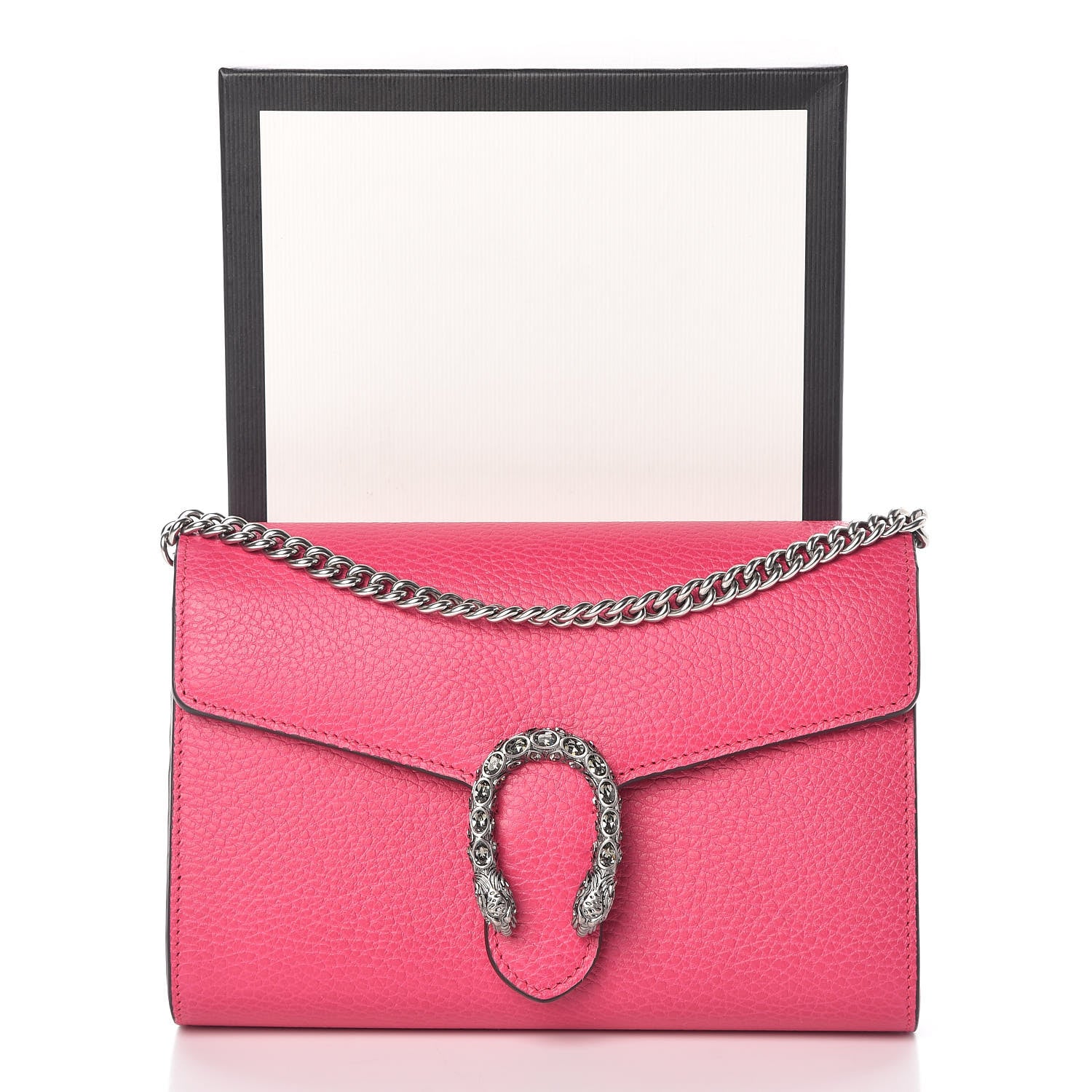 Gucci Dollar Calfskin Crystal Mini Dionysus Chain Wallet Box Pink 9 of 9