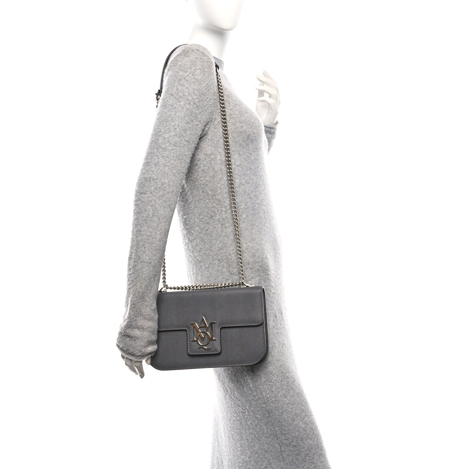 Alexander McQueen Calfskin Medium Insignia Flap Grey 2 of 9