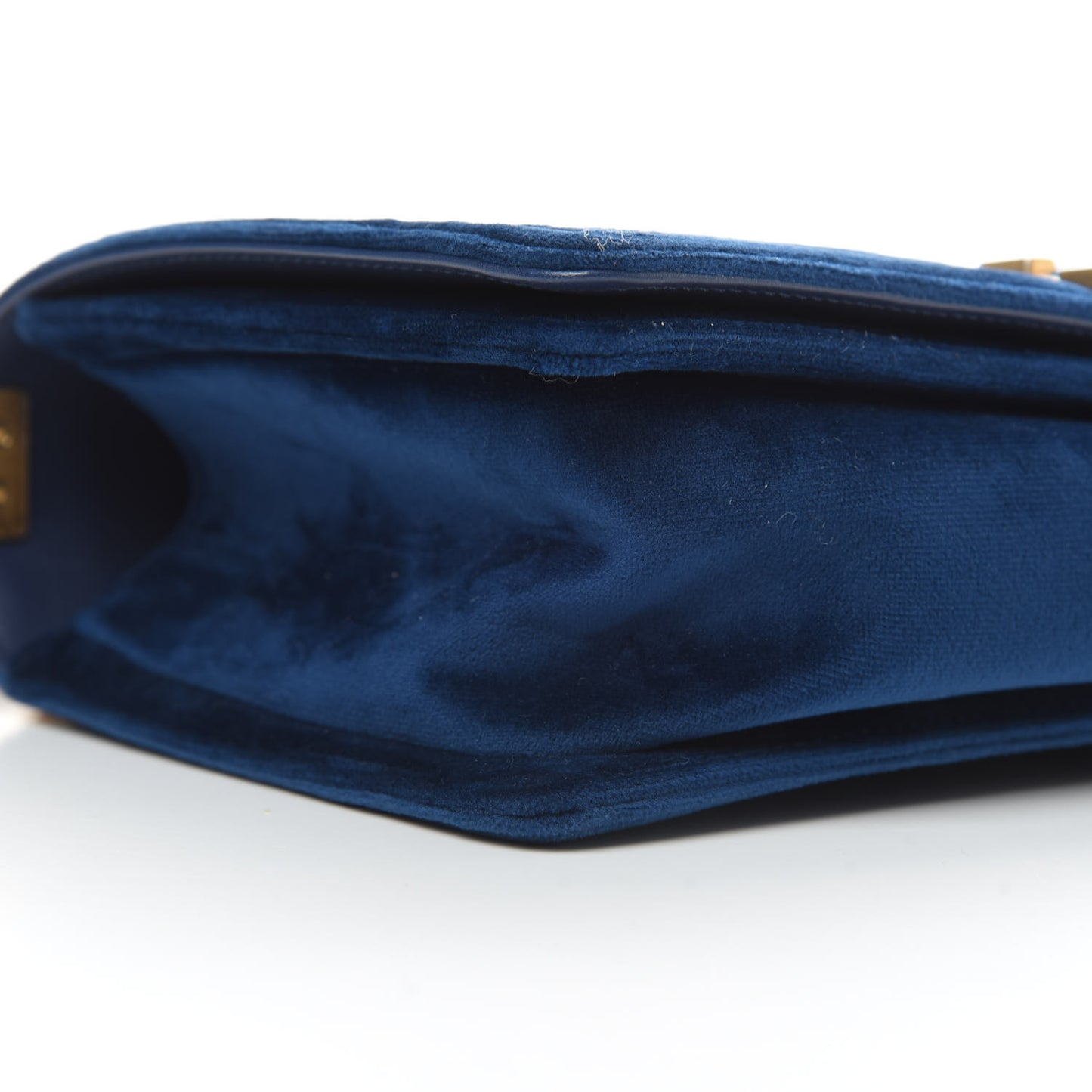 Velvet Quilted Medium Boy Flap Dark Blue