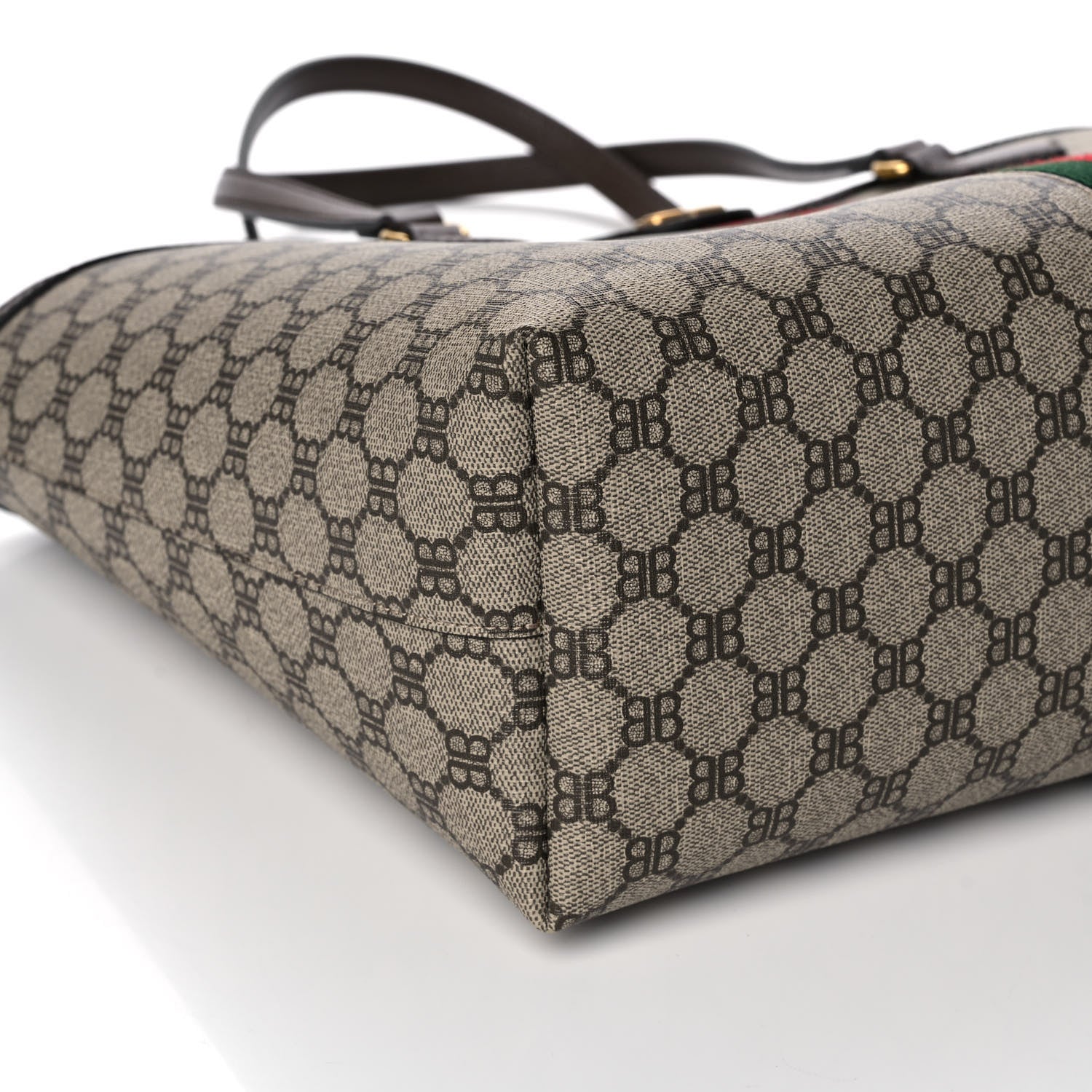 Gucci X BALENCIAGA BB Supreme Monogram Web Medium Ophidia Shopping Tote Beige New Acero 9 of 11