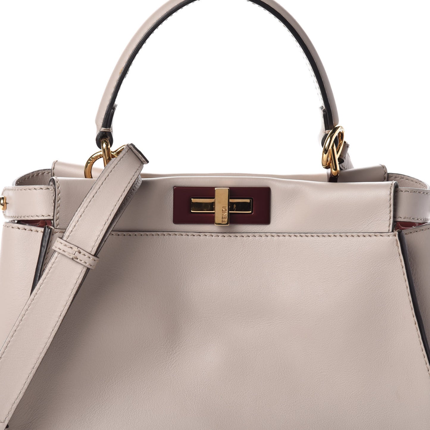 Vitello Seta Shiny Nappa Medium Peekaboo Iconic Satchel Grigio Polvere Bois de Rose