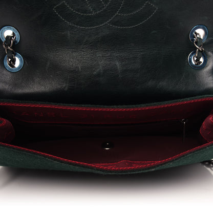Chanel Felt Glazed Calfskin Quilted Edelweiss Flower Flap Dark Green 5 of 9