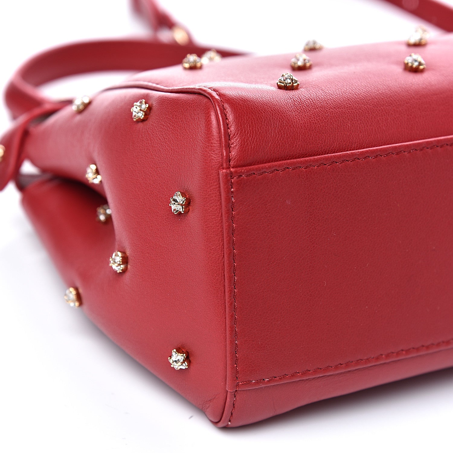 Fendi Nappa Crystal Stars Studded XS Peekaboo Iconic Satchel Fragola 9 of 10