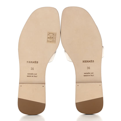 Hermes Matte Niloticus Crocodile Himalaya Oran Sandals 36 Blanc 5 of 9