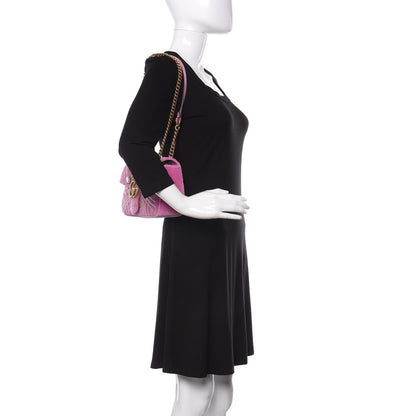 Gucci Velvet Matelasse Marquise Crystals Embroidered Small GG Marmont Shoulder Bag Malva 3 of 11
