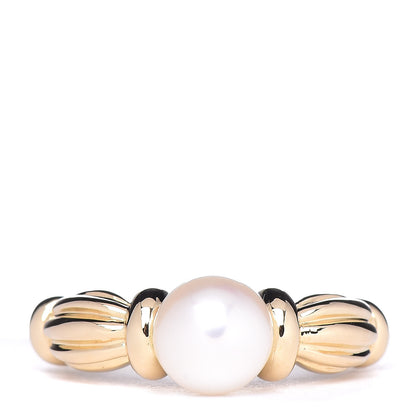 Tiffany 18K Yellow Gold 7-7.5mm Pearl Ring 52 6 1 of 5