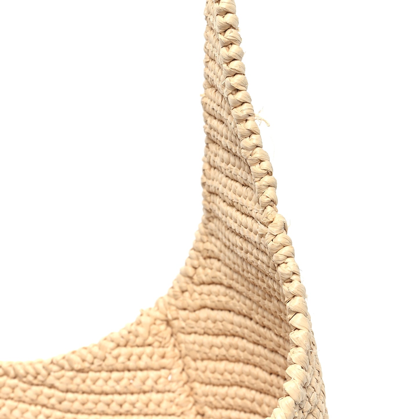 Yarn Raffia Effect Crochet Embroidered Logo Hobo Naturale