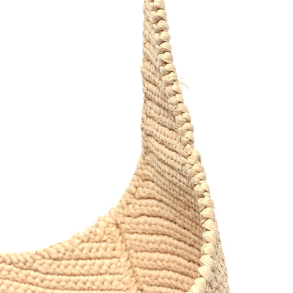 Prada Yarn Raffia Effect Crochet Embroidered Logo Hobo Naturale 13 of 13