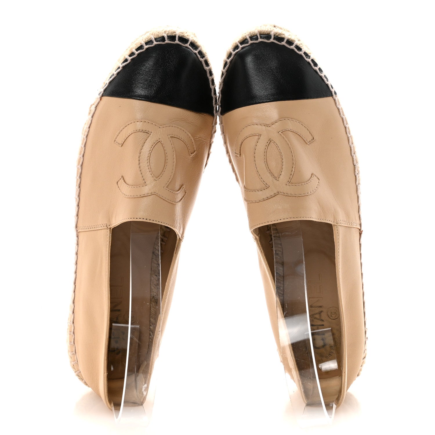 Chanel Lambskin CC Espadrilles 39 Beige Black 2 of 10