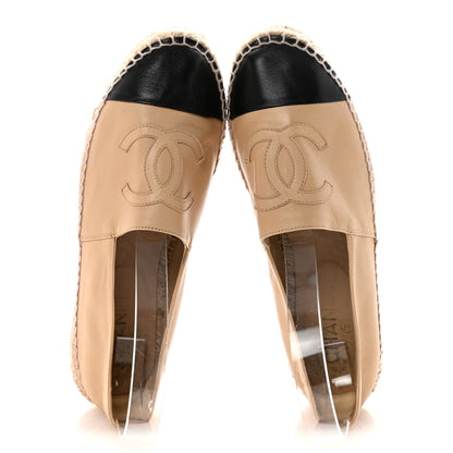 Chanel Lambskin CC Espadrilles 39 Beige Black 2 of 10
