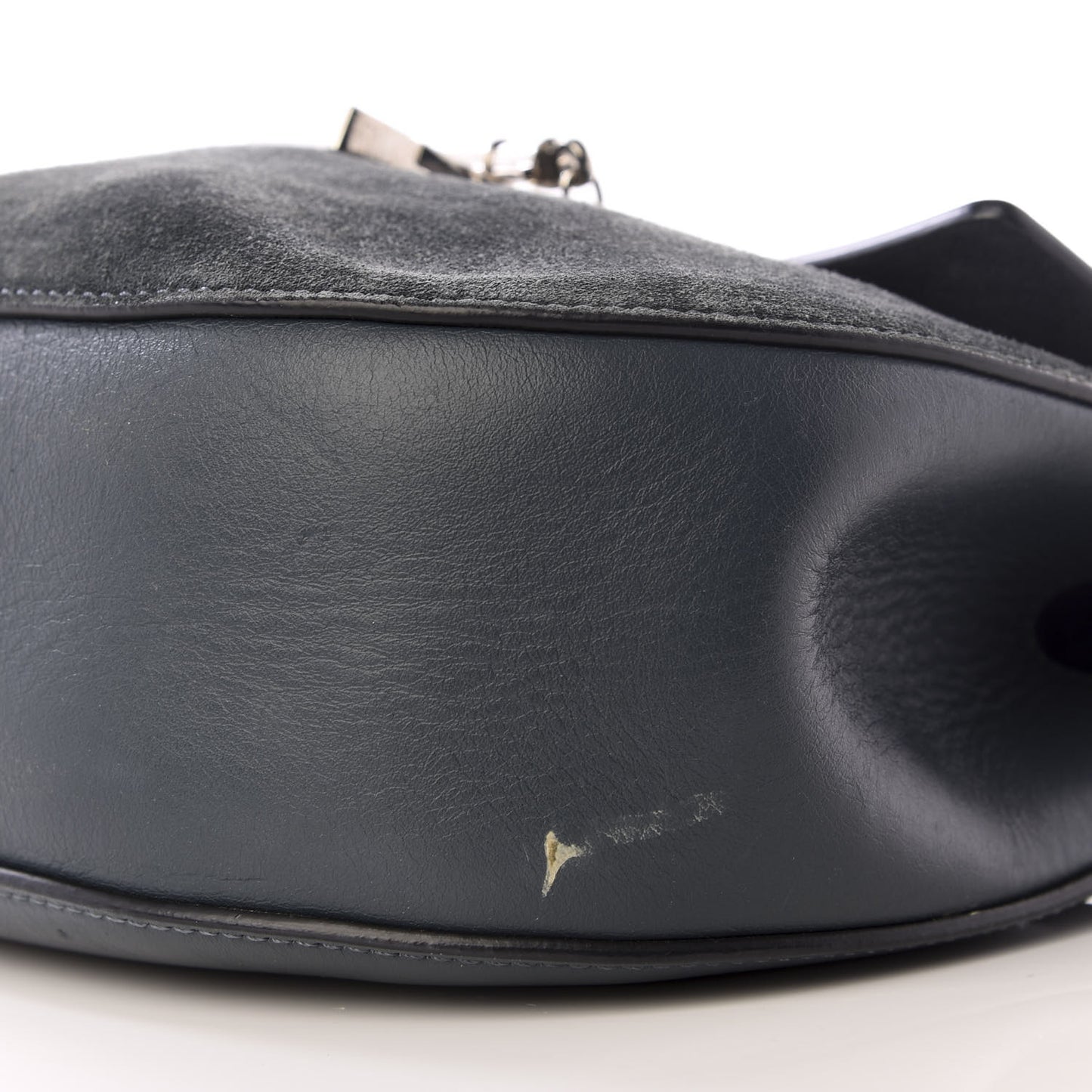 Suede Smooth Calfskin Drew Shoulder Bag Silver Blue