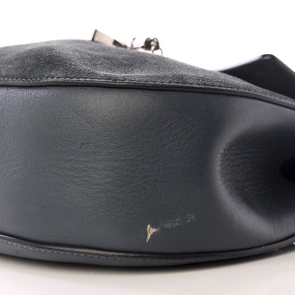 Chloe Suede Smooth Calfskin Drew Shoulder Bag Silver Blue 7 of 9