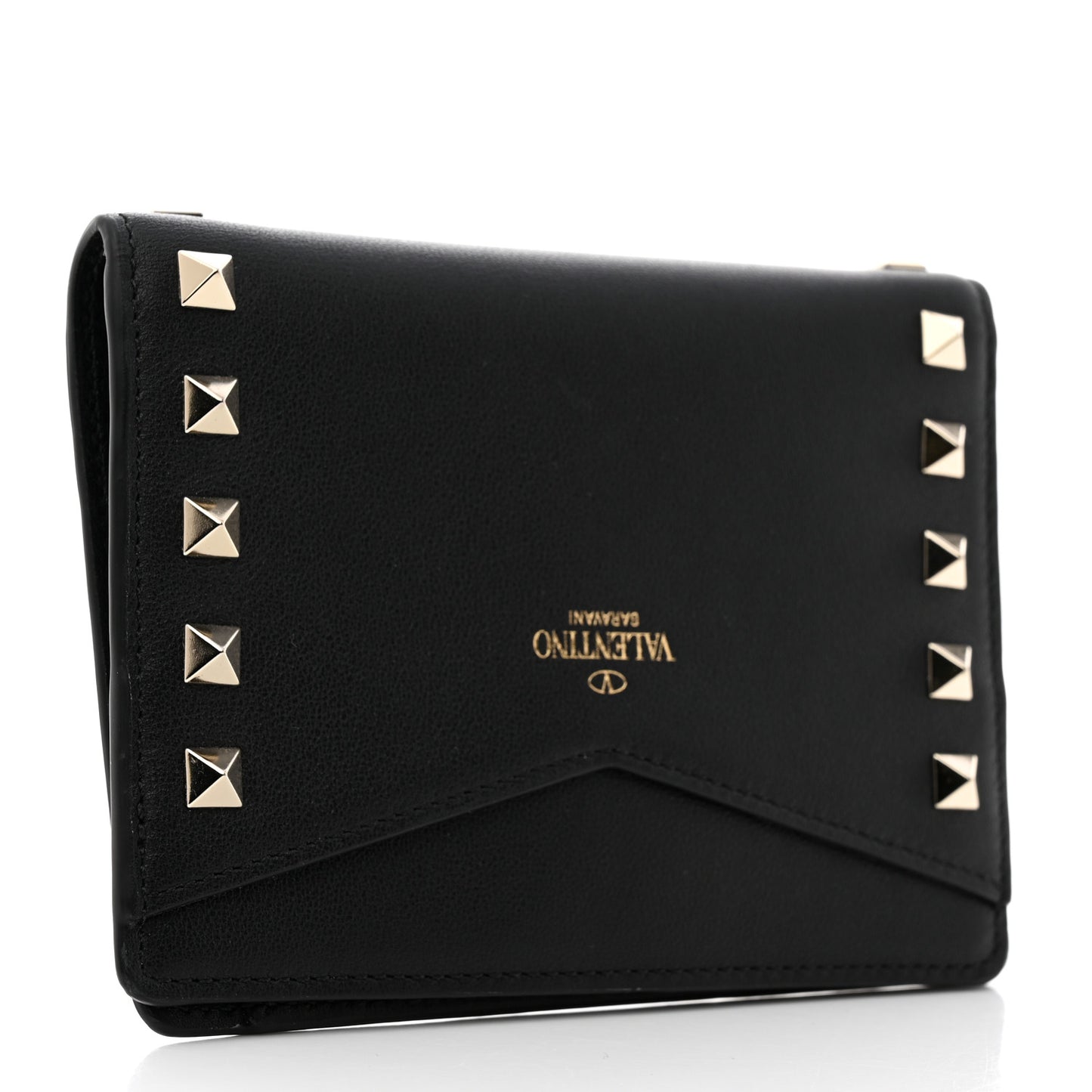 Vitello Rockstud Passport Holder Black