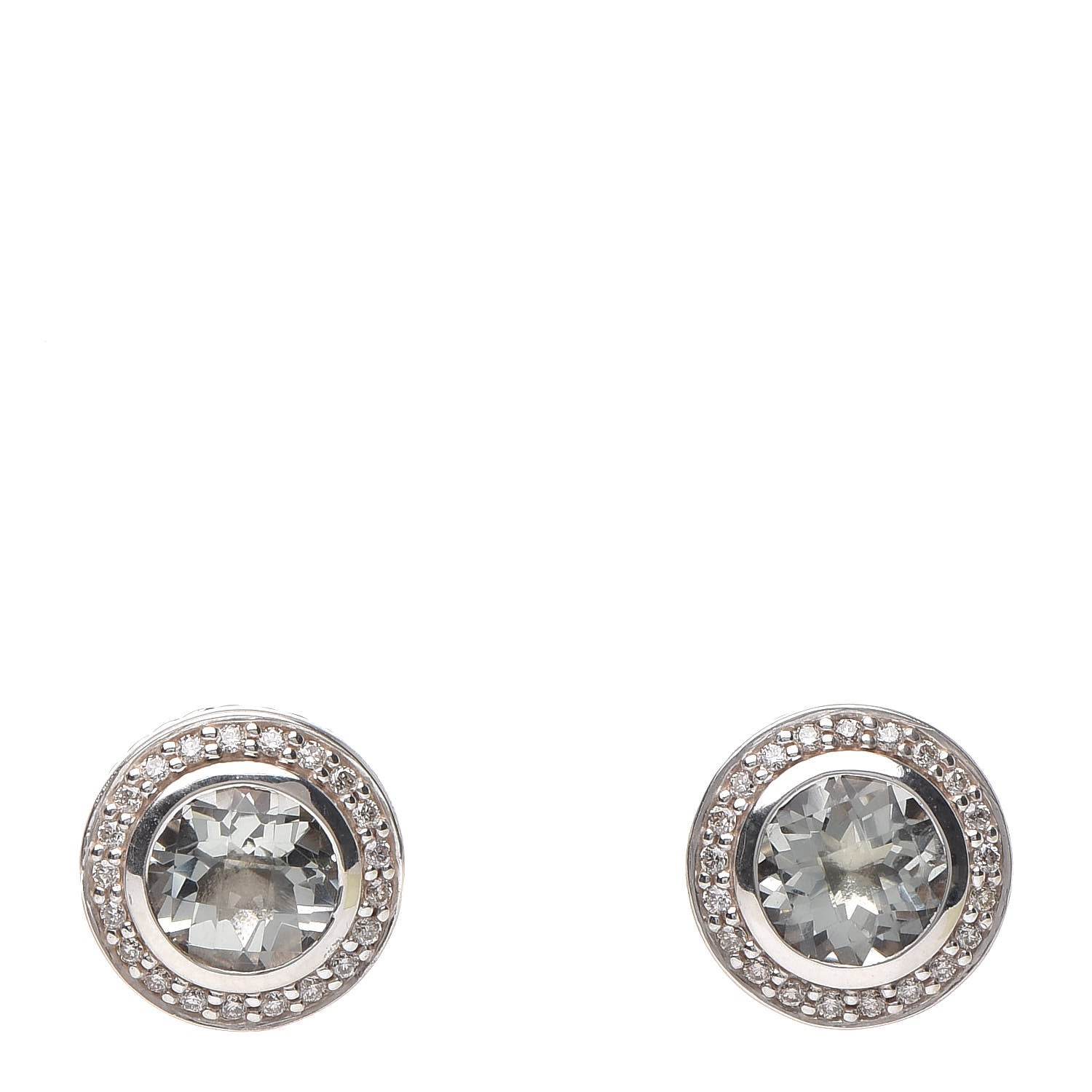 David Yurman Sterling Silver Diamond Prasiolite 8mm Cerise Earrings 1 of 5